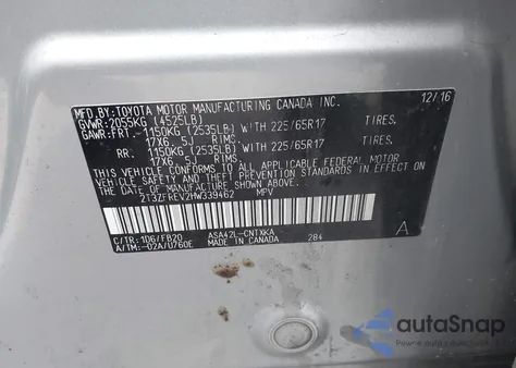 2017 Toyota Rav4 Le из США, поврежденный, VIN 2T3ZFREV2HW339462